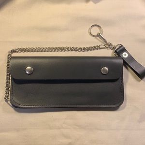 NWOT Leather large wallet on a chain, Motocycle